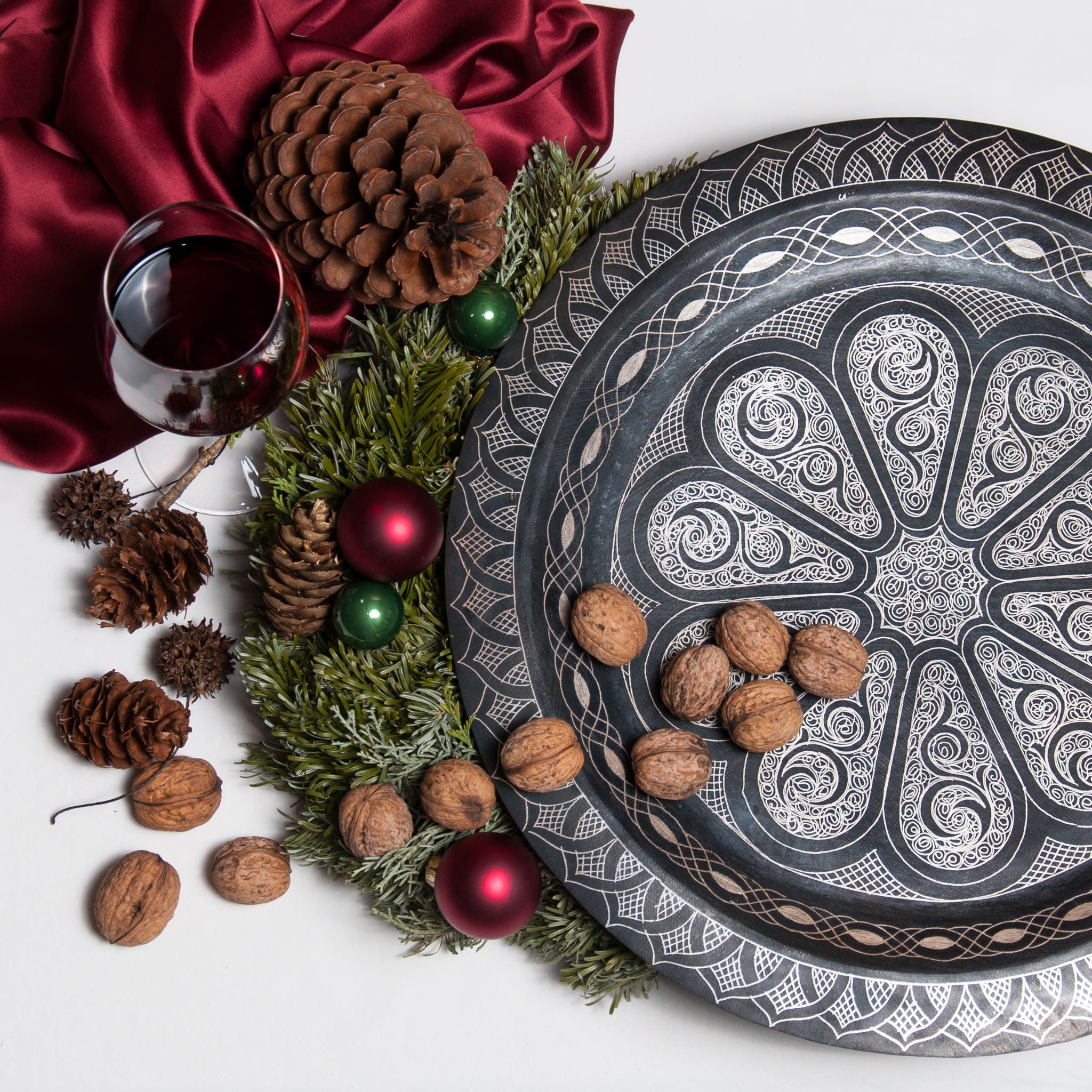 Moroccan Handmade Damascene Plate