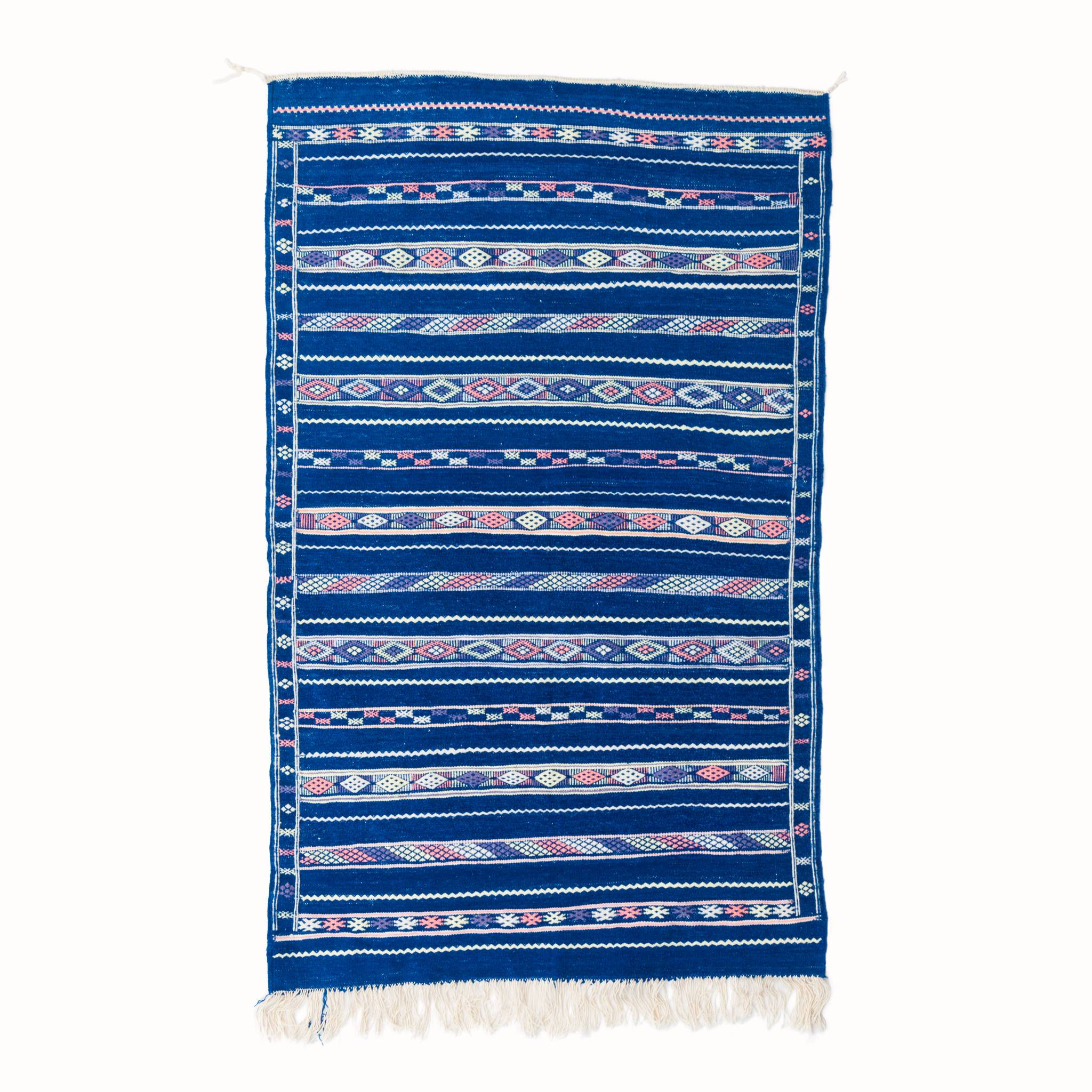 Indigo Blue Zemmour Kilim Handmade Rug