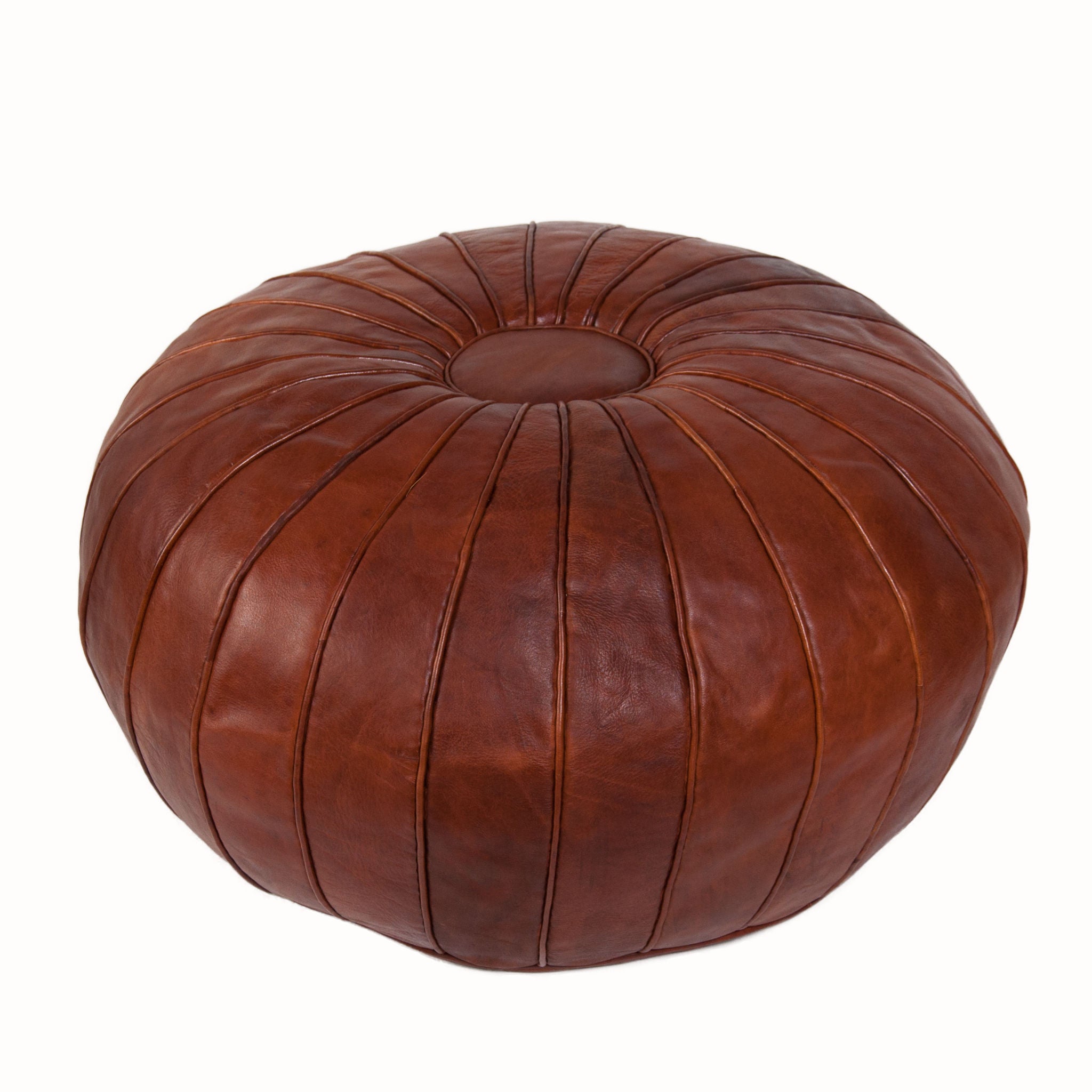 Round top leather pouf