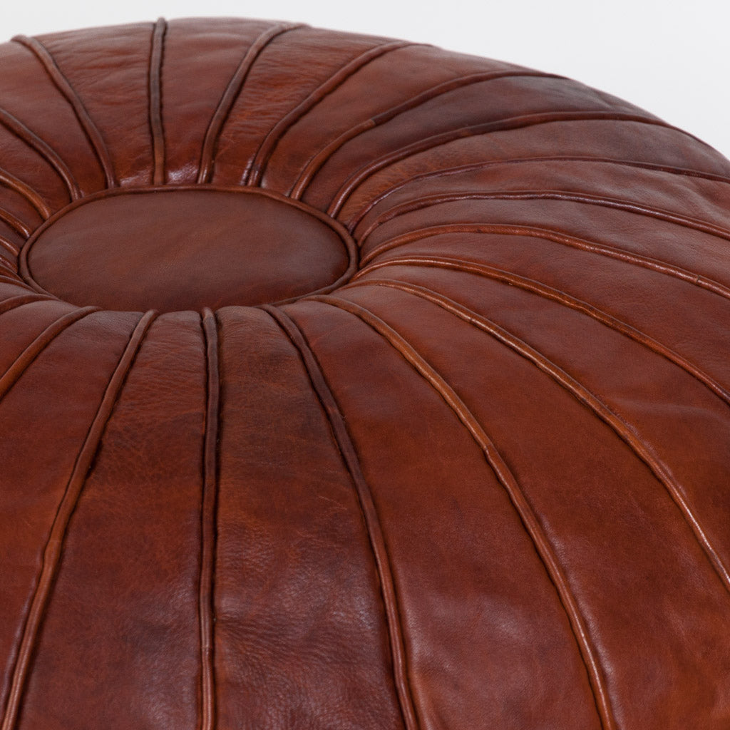 Moroccan Round Handmade Leather Ottoman