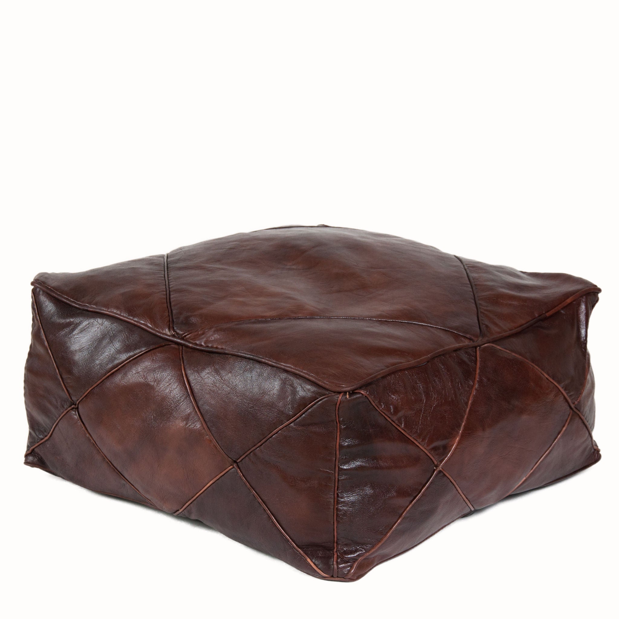 Moroccan square handmade leather Ottoman