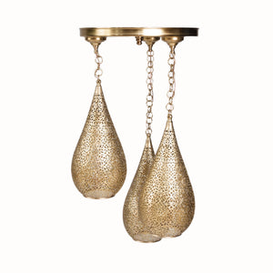 Moroccan Handmade Three-in-one Tear-Drop brass lamp